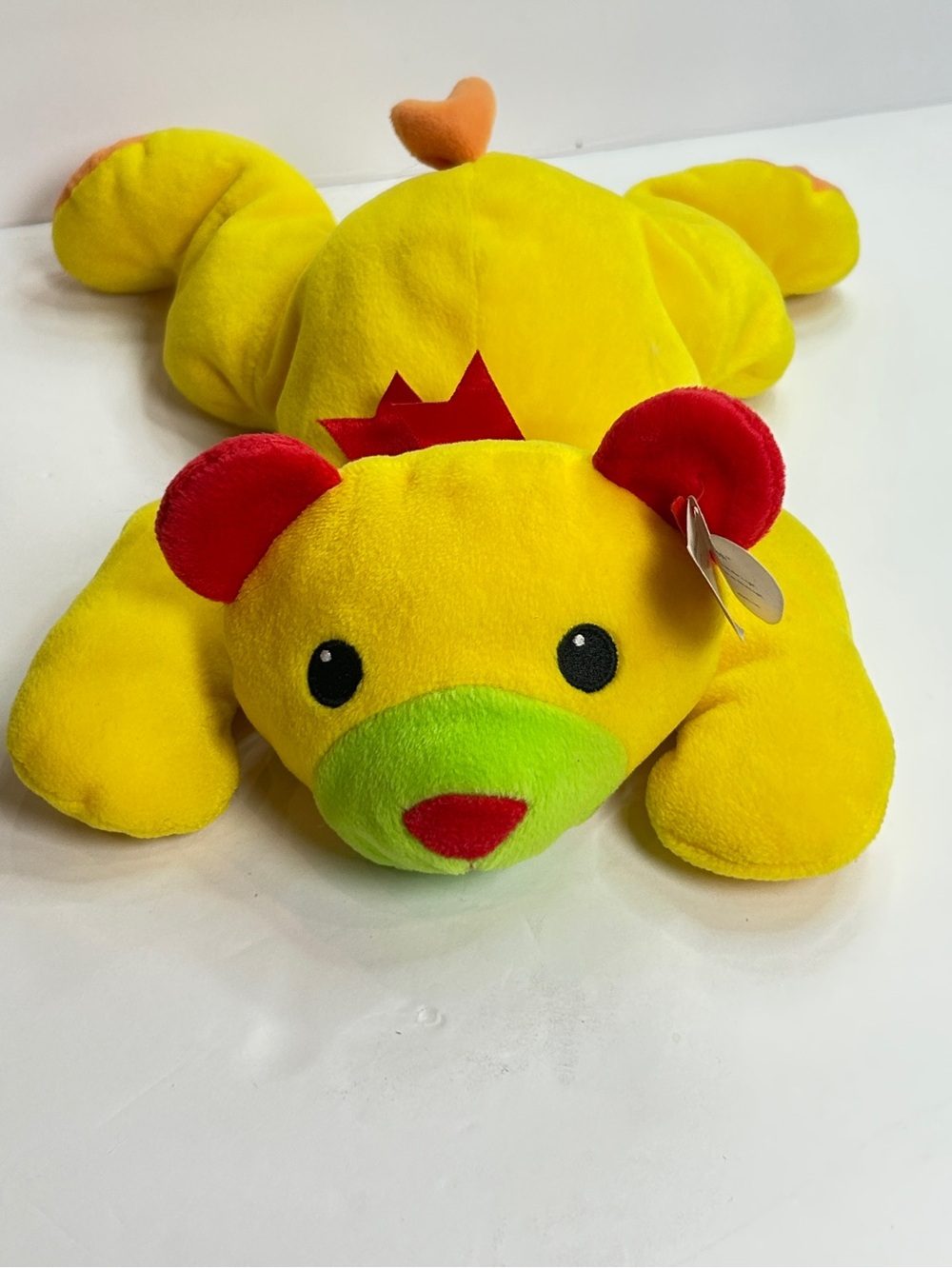 Vintage 1998 Ty Pillow Pals Huggy Yellow Bear Plush 14” Retired w/ Tags